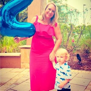 Pink Tie Dress with Ruffle